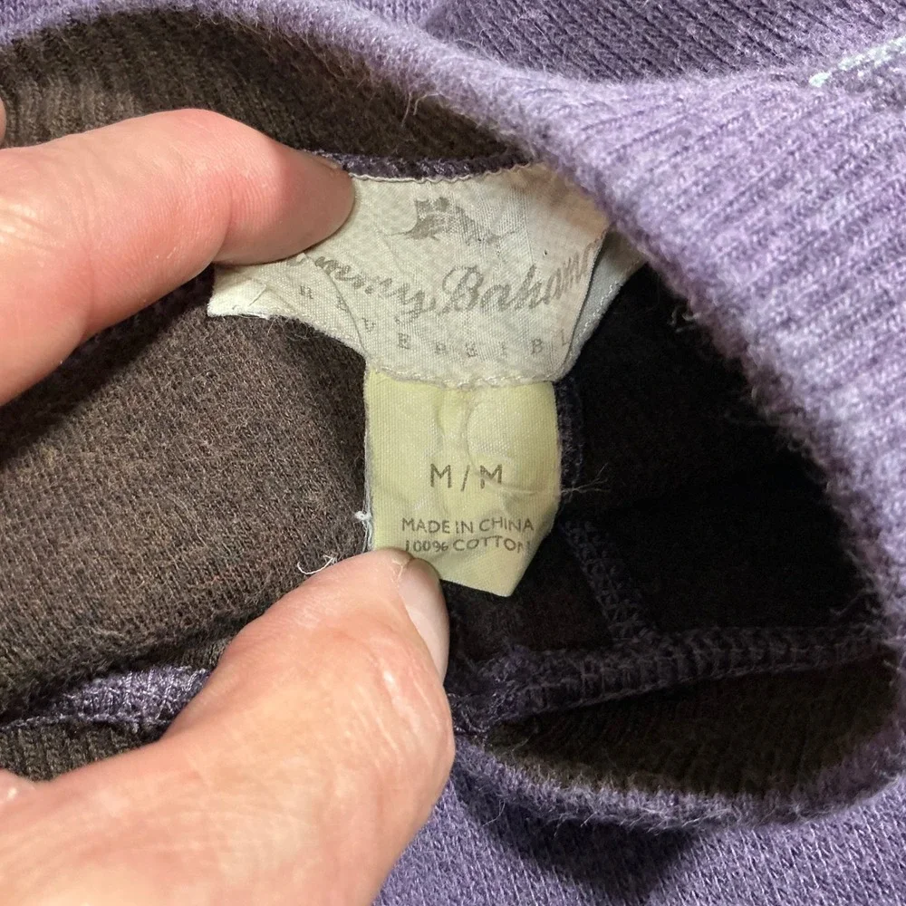 Tommy Bahama Cotton Blend Pullover Sweater Henley Neck Purple‎ Medium